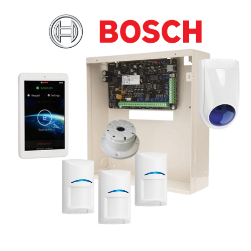 Bosch alarm panel, keypad, detectors and siren